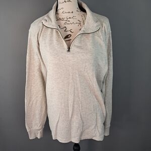 J. Crew Knit Goods 100% Cotton Cream 1/4 Zip Sweatshirt Size Large